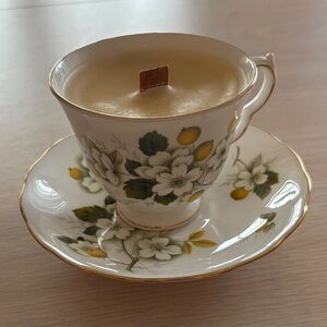 Floral Teacup Candle with Saucer